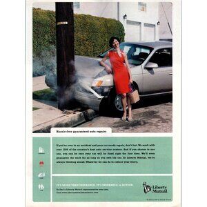 2003 Liberty Mutual Car Insurance Vintage Print Ad Woman Driver Taurus Wall Art
